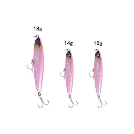 2-Piece Sinking Pencil Lure For Long Casting Fishing - pink ABS plastic metal 18g 14g 10g lifelike sinking pencil-shaped bait