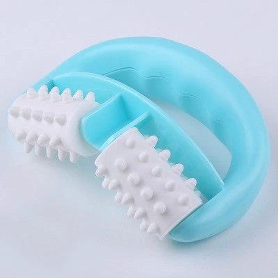 Two-Wheel Massager With Round Handle For Full-Body Relaxation compact blue plastic 13.5x8.5cm handheld roller for post-workout and travel relief