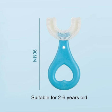 U-Shaped Kids Toothbrush for 2-6 Years Daily Brushing - 360° U-shaped blue toothbrush for toddlers, suitable for 2-6 years, 90mm length