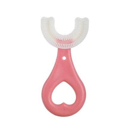 U-Shaped Kids Toothbrush for 2-6 Years Daily Brushing - pink 360-degree U-shaped brush for gentle all-surface cleaning and easy daily use