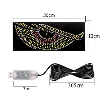 USB Demon Eye LED Car Indicator Light For Vehicles Easy Install adhesive USB PVC LED windshield edge indicator, 30x12cm, 3.65m cable
