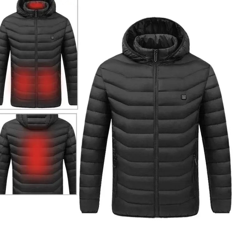 USB Heated Smart Constant Temperature Hooded Coat Red 4XL