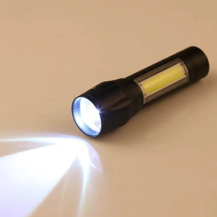 Flashlight USB Rechargeable For Outdoor Use Everyday Carry compact dual-LED torch with focused 5W beam and side COB for camping and emergencies