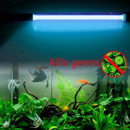 UV Fish Tank Lamp For Algae Disinfection US Plug Home Use - 9W inline UV-C quartz tube for clearer aquarium water, kills germs and controls algae