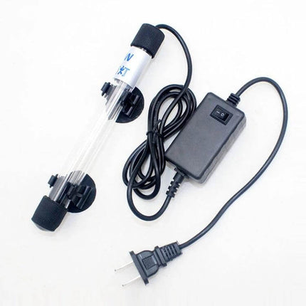 UV Fish Tank Lamp For Algae Disinfection US Plug Home Use - 9W inline quartz UV-C sterilizer with US plug and suction mounts for clearer aquarium water