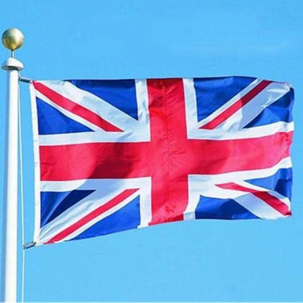 UK Flag 150x90 cm For Home Or Garden Display And Events - polyester Union Jack on pole for porch, garden, or event backdrop