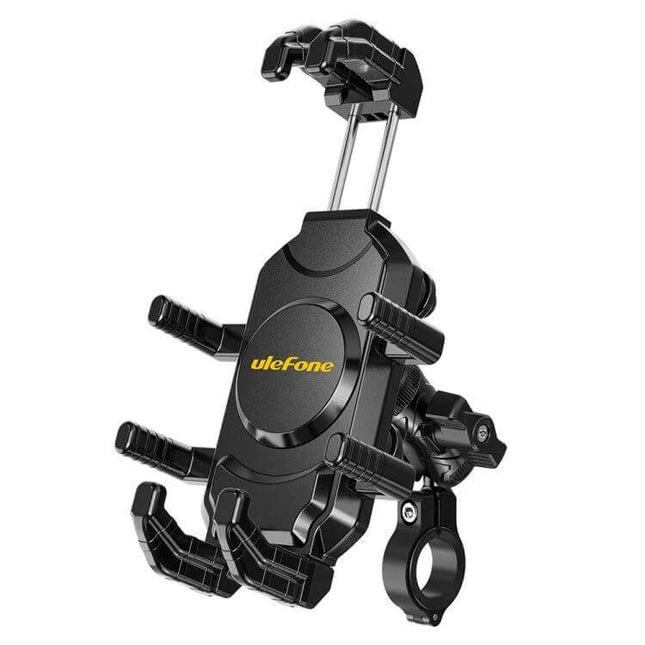 Ulefone Armor Mount Pro Universal Bicycle Phone Holder 360 Rotation - black bike phone mount with metal rod knob and physical lock for 6.1-7.2in phones