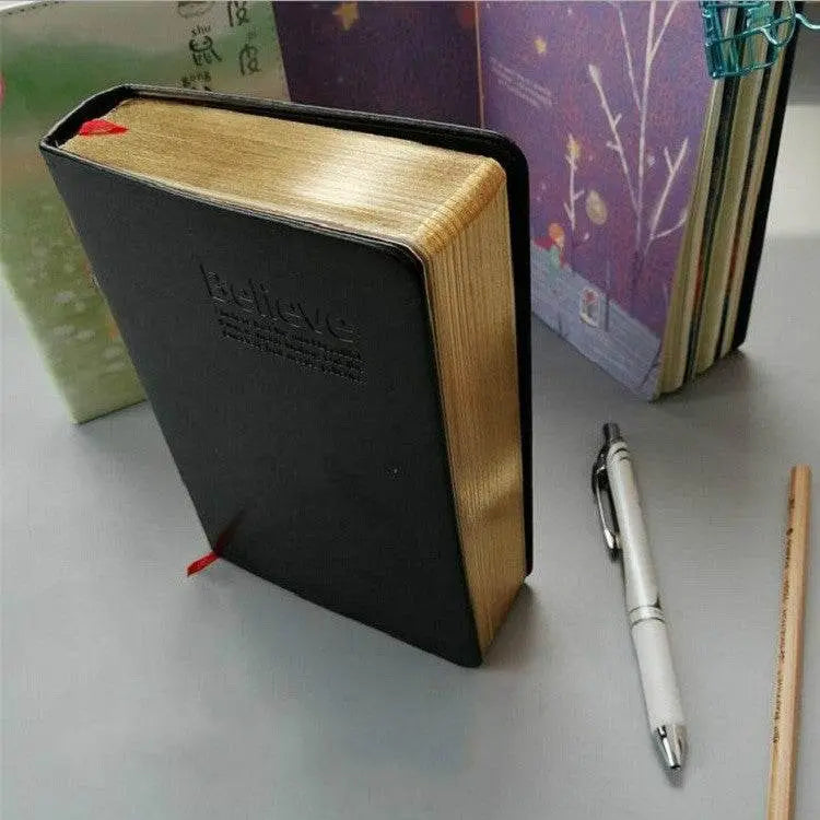 Ultra-Thick Retro Simple Lmitation Leather Notebook with Gold and White Rims 