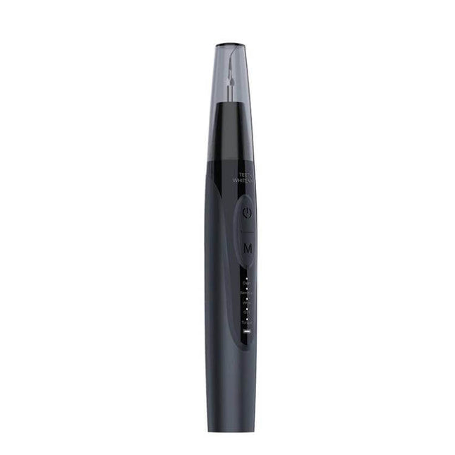 Ultrasonic Electric Scaler Portable For Home Dental Cleaning handheld black ABS ultrasonic scaler with stainless steel tip and control buttons