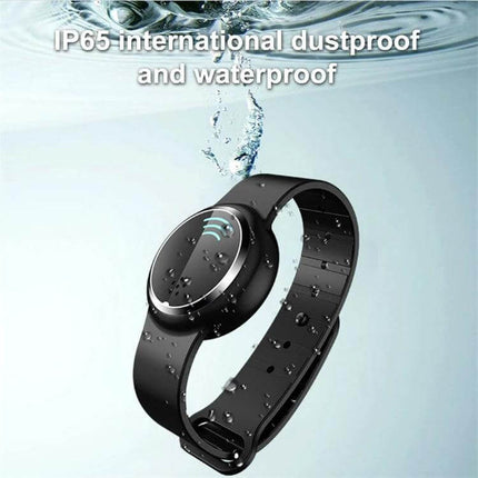 Ultrasonic Mosquito Repellent Bracelet Black Everyday Use - black water-resistant wearable wristband, compact IP65 dustproof design