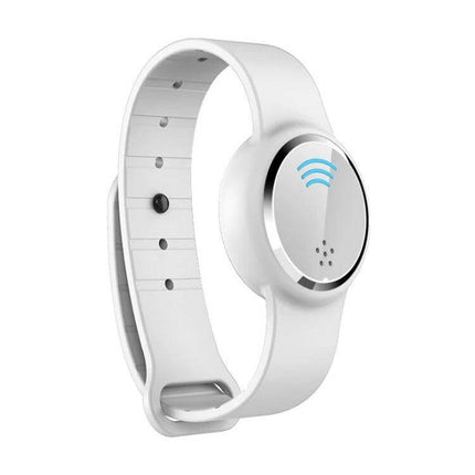 Ultrasonic Mosquito Repellent Bracelet Black Everyday Use - compact white wearable Q92 with adjustable band and ultrasonic signal icon