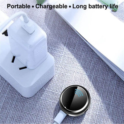 Ultrasonic Mosquito Repellent Bracelet Black Everyday Use - compact black Q92 wearable repeller shown charging with USB cable