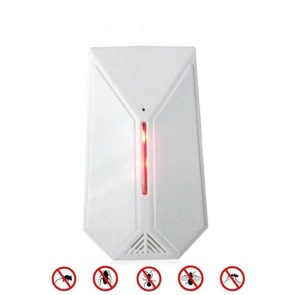 Ultrasonic Mosquito Repellent For Indoor Use With US UK EU Plug compact white ABS plug-in device with LED and radar sensing for bedrooms up to 80m²