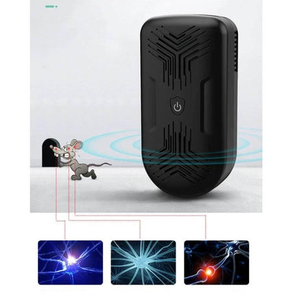 Ultrasonic Mouse And Mosquito Repeller For Home With US EU UK Plugs compact black dual‑speaker pest repeller for living room kitchen up to 200 m²