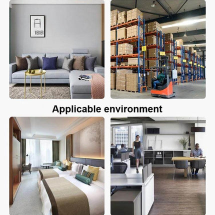 Ultrasonic Mouse And Mosquito Repeller For Home With US EU UK Plugs showing applicable environments: living room, warehouse, bedroom, office