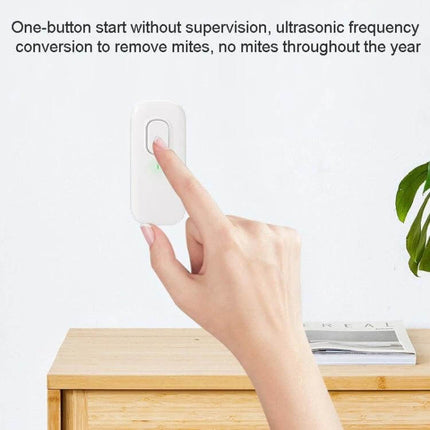 Ultrasonic Pest Repeller For Mosquitoes And Mites US UK EU Plug wall-mounted white device being turned on by hand in living room