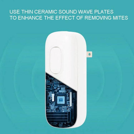 Ultrasonic Pest Repeller For Mosquitoes And Mites US UK EU Plug - white plug-in device showing internal circuit and ceramic sound wave plates