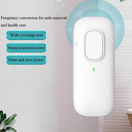 Ultrasonic Pest Repeller For Mosquitoes And Mites US UK EU Plug white plug-in unit showing LED and features wide coverage, mute, low energy