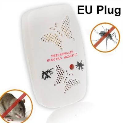 Ultrasonic Pest Repeller With Two-Stage Adjustable Settings, White EU Plug - white ultrasonic pest repeller for kitchens living rooms garages up to 80 m²
