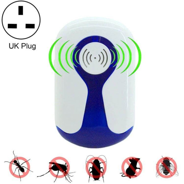 Ultrasonic Pest Repeller For Home Use US Plug Mosquitoes - white and blue ultrasonic repeller emitting waves for indoor pest control