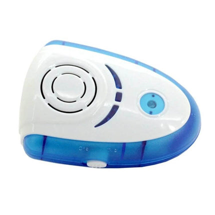 Ultrasonic Pest Repeller With Light For Indoor Home Use - white and blue plug-in unit with LED and speaker, ideal for living rooms and kitchens