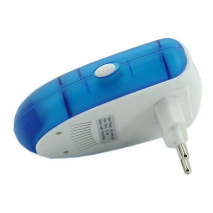 Ultrasonic Pest Repeller With Light For Indoor Home Use - plug-in blue and white unit, installs 80–120 cm high to repel pests without chemicals