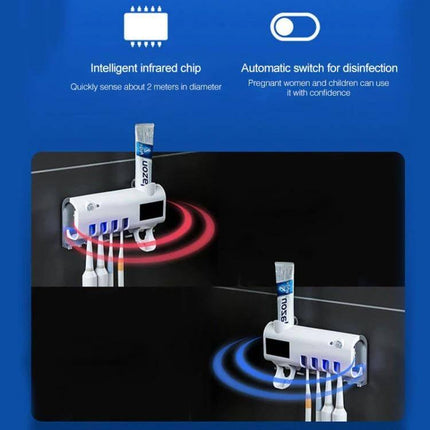Ultraviolet Toothbrush Sterilizer Wall Mounted For Daily Bathroom Use compact wall unit with UV and photocatalyst sanitizing toothbrush heads