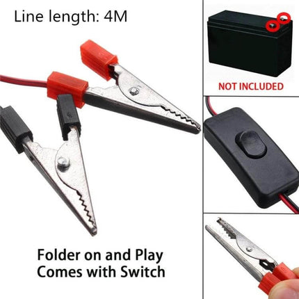 Underwater Boat Fishing Light 360 Degree View For Night Use compact clip-on power leads with switch and alligator clamps for night fishing