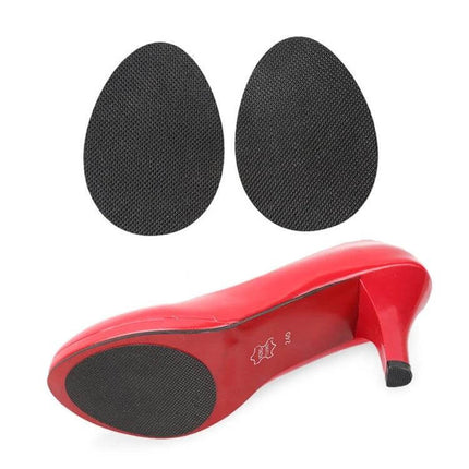 Unisex Anti-Slip Sole Protector Pads For Shoes Self-Adhesive rubber heel and forefoot non-slip pads applied to red high heel sole