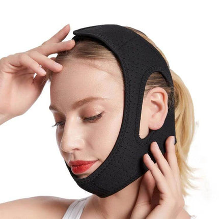 Unisex Anti-Snoring Chin Strap for Sleep Comfort Black — breathable SBR fabric, mesh ventilation, low-profile fit for light snorers and mouth-breathers
