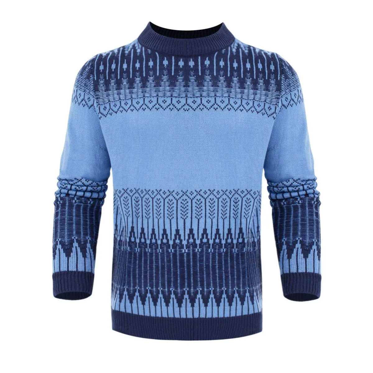 Unisex Retro Fair Isle Long Sleeve Knit Pullover Sweater 