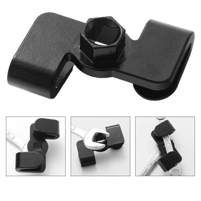 Universal Hex Wrench Extender Adapter for Half-Inch or 21mm Hex Drivers - black steel extender adding leverage for wrenches and tight spaces