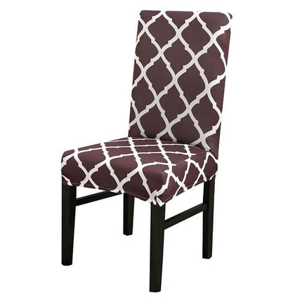 Universal Stretch Chair Cover For Everyday Dining Anti Fouling - Brown Moroccan Pattern Stretch Chair Slipcover Protecting Wood Dining Chair