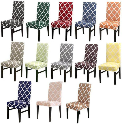 Universal Stretch Chair Cover For Everyday Dining Anti Fouling - Multicolor Lattice Stretch Dining Chair Covers