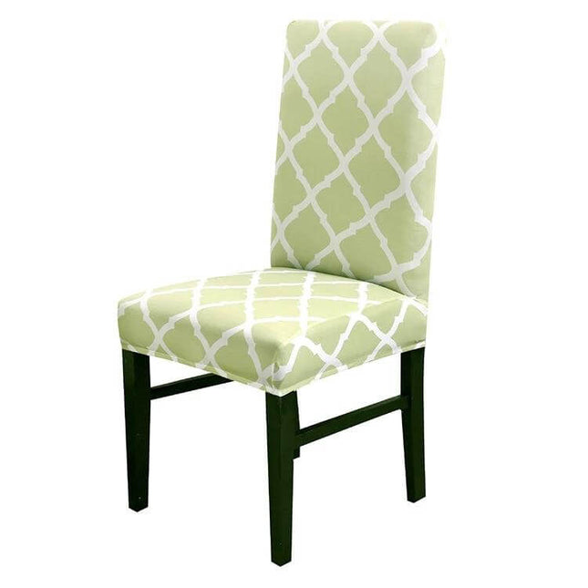 Universal Stretch Chair Cover For Everyday Dining Anti Fouling - Light Green Lattice Stretch Chair Cover on Dining Chair
