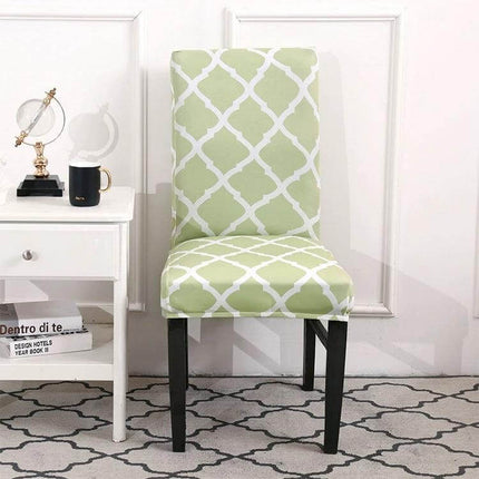 Universal Stretch Chair Cover For Everyday Dining Anti Fouling - light green lattice pattern fitted dining chair protector