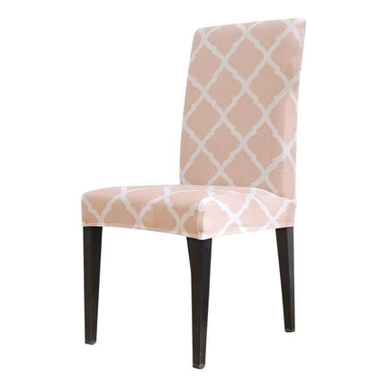 Universal Stretch Chair Cover For Everyday Dining Anti Fouling - peach trellis patterned fitted chair slipcover protecting wooden dining chair