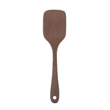 Unpainted Wooden Spatula Set, Long-Handle Utensils single unpainted wooden spatula with hole for hanging, natural wood grain, durable kitchen tool