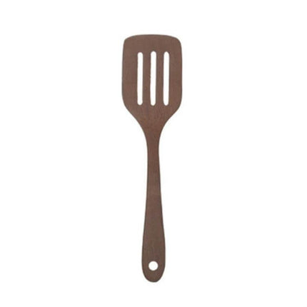 Unpainted Wooden Spatula Set, Long-Handle Utensils natural perforated long-handled wooden spatula for sautéing and flipping
