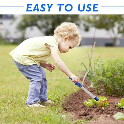 USB Charging Insect Catcher With LED Light For Home Use Blue placed near garden bed attracting and trapping small flying insects quietly