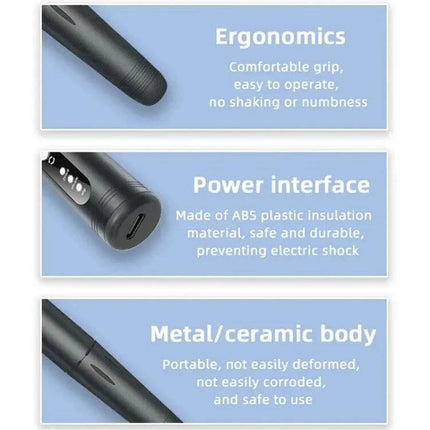 USB Charging Portable Manicure Remover And Polisher For Nails Grey showing ergonomic grip, USB power interface, and metal/ceramic body