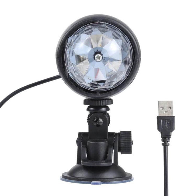 USB Colorful Rotary Stage LED Lamp for Parties and Events compact USB-powered rotating disco light with suction mount and USB cable