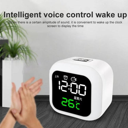 USB Home Smart Clock With Night Light For Bedroom Use compact bedside clock showing 12:00 and 26°C, touch-top night light and USB charging