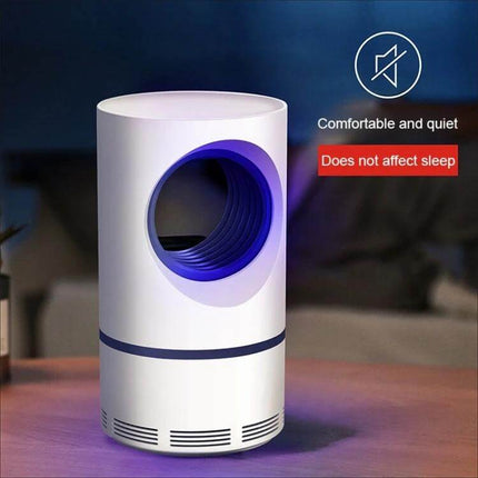 USB Photocatalyst Mosquito Killer Light Cylindrical 17.5x10cm - compact white USB-powered indoor trap with quiet operation and blue attractant light