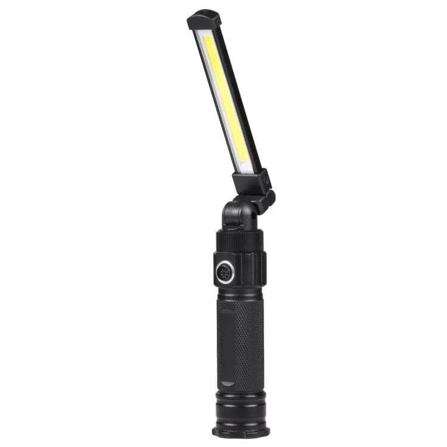 USB Rechargeable Folding Handheld Work Light Size 13.5x3.8cm - compact aluminum alloy LED work light with adjustable head and tail magnet for repairs