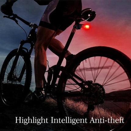 USB Rechargeable Smart COB LED Bicycle Taillight IP65 Waterproof mounted on bike seatpost glowing red for night commuting and wet weather visibility