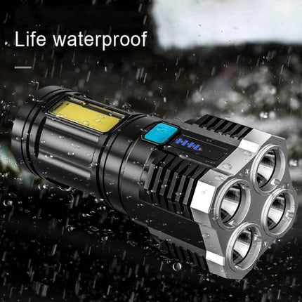 USB Rechargeable LED Flashlight For Outdoors And Home Use - waterproof dual SMD 3030 and COB LED torch for camping, roadside emergencies, travel and DIY tasks