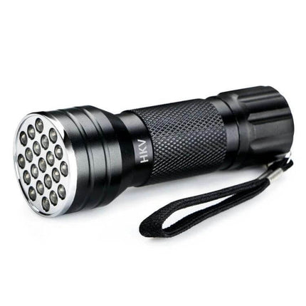 UV 21 LED Flashlight For Pet Urine Stains Detector - compact black 21-LED UV EDC torch for locating hidden pet urine on carpet, upholstery, rugs