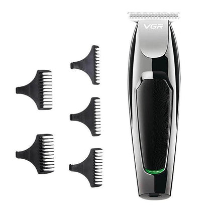VGR Hair Clipper With 5 Guide Combs For Home Grooming - compact USB rechargeable trimmer with washable cutter head and five guide combs