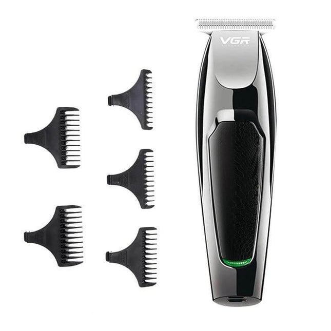 VGR Hair Clipper With 5 Guide Combs For Home Grooming - compact USB rechargeable trimmer with washable cutter head and five guide combs